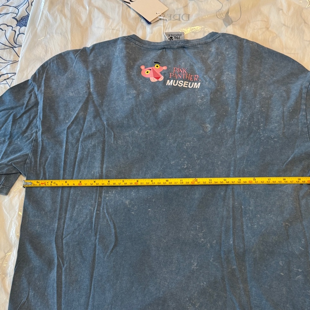 Zara Blue Tee with Pink Panther Museum Graphic - Picture 6 of 7